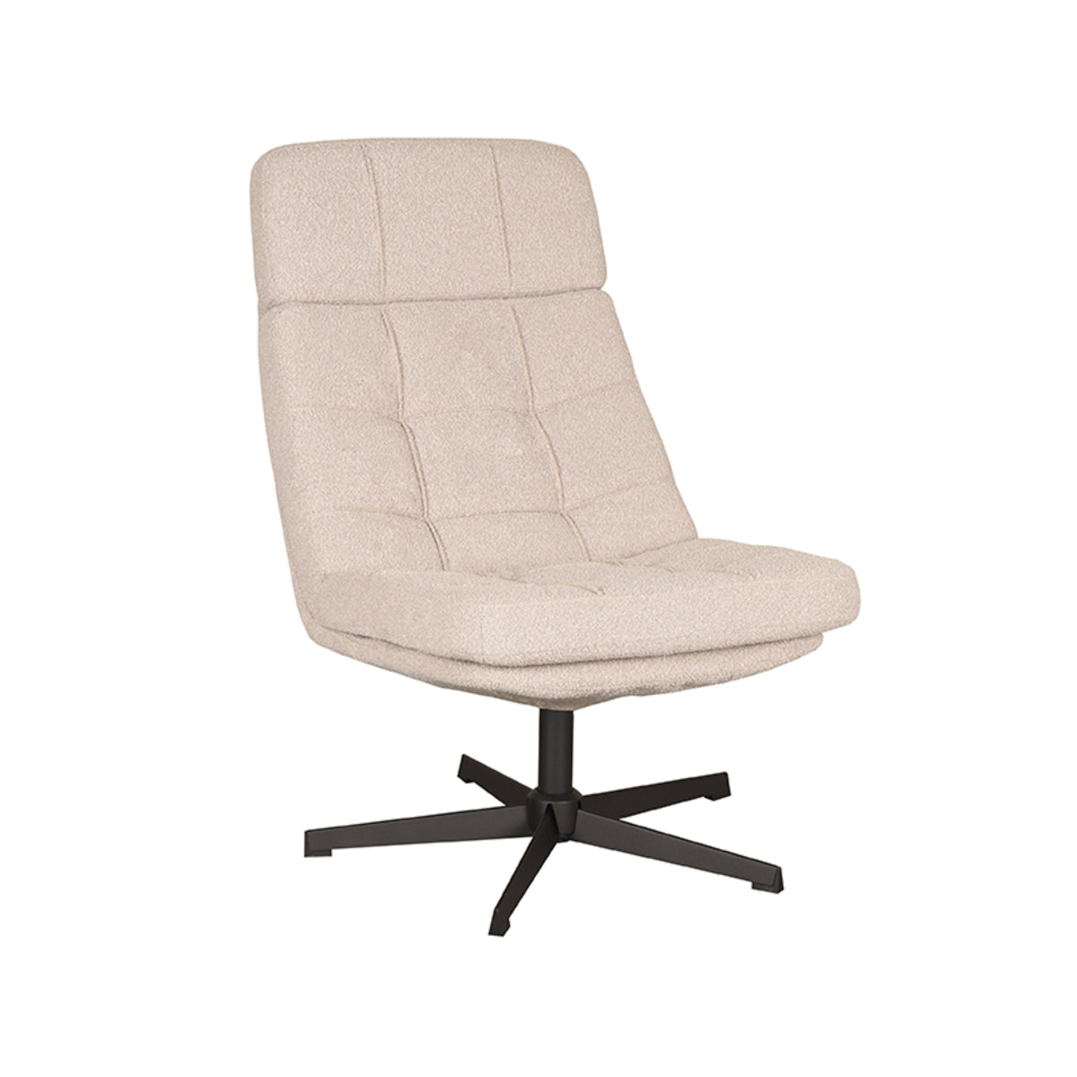 LABEL51 Fauteuil Alvar – Stijlvolle Bouclé Fauteuil – Exclusief Hocker